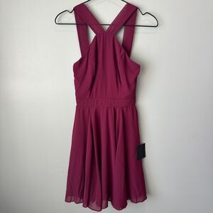 NWT LULUS Forevermore Burgundy Skater Dress Beautiful Size Small
